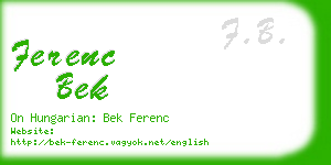 ferenc bek business card